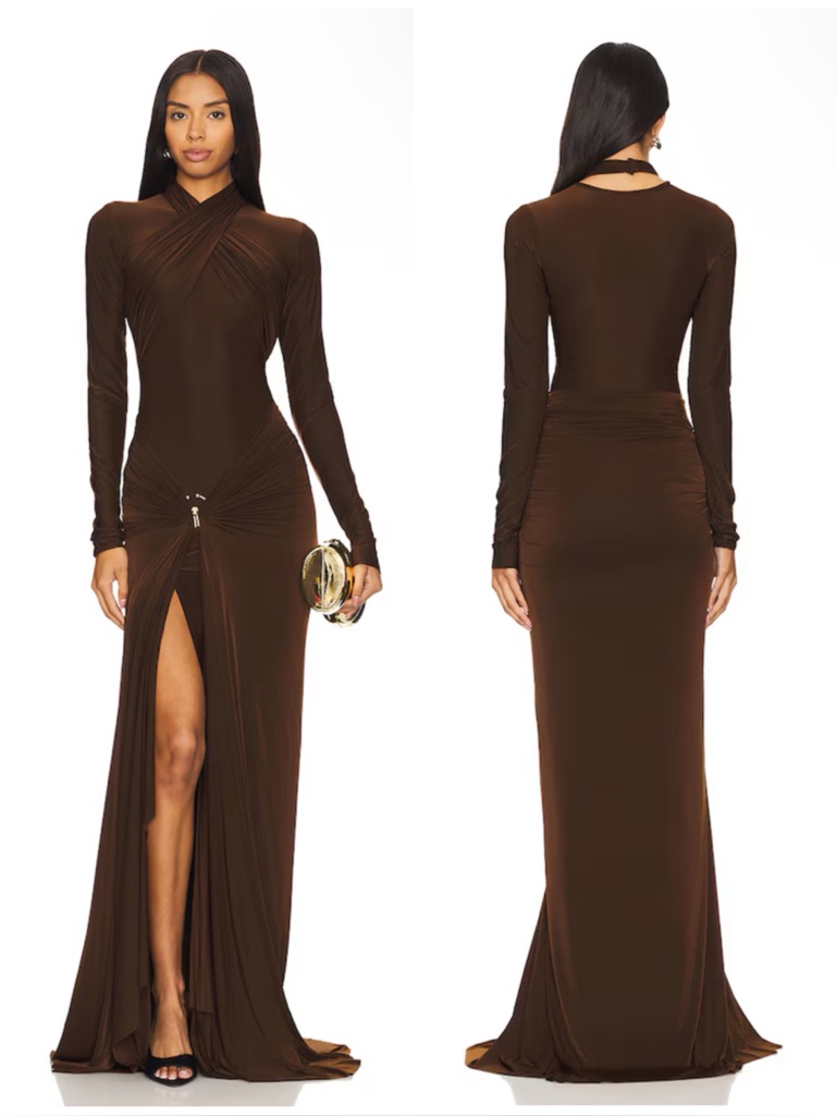 Deme By Gabriella June Gown In Chocolate Brown Size Xs